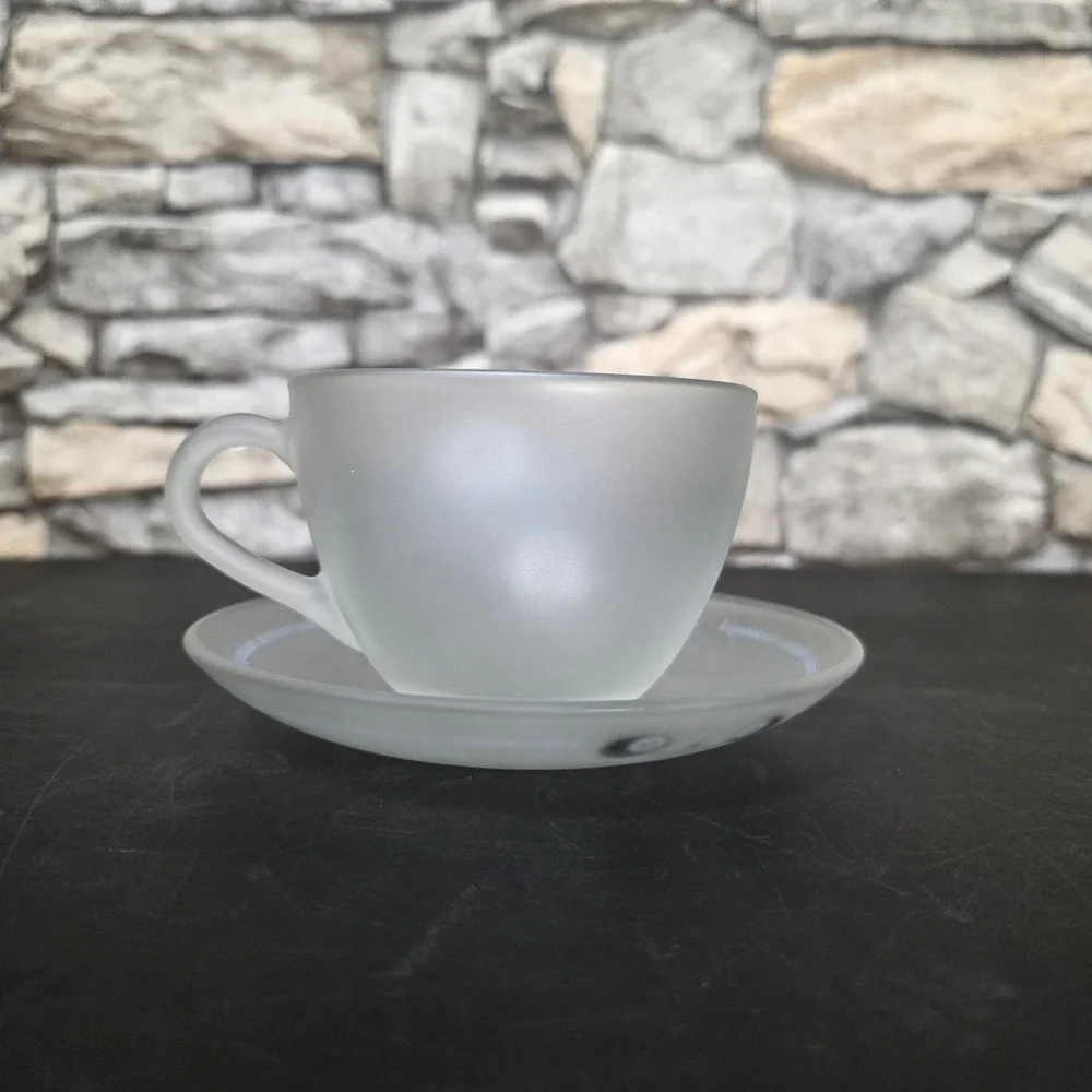 San-X Tarepanda 1999 Frosted Glass Cup‎ & Saucer Set Heisei Retro